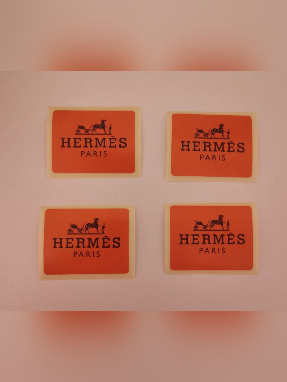HERMÈS Paris Orange Logo Decal Sticker Set of 4 Luxury Gift Box Seals